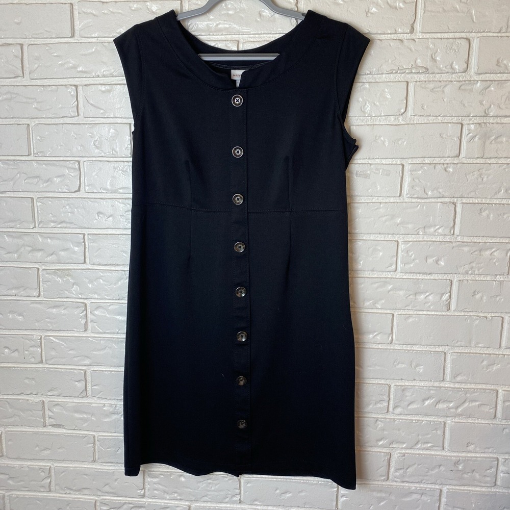 Merona Womens Black Sheath Dress‎ Size 14 Side Zip Knee Length Cap Sleeve